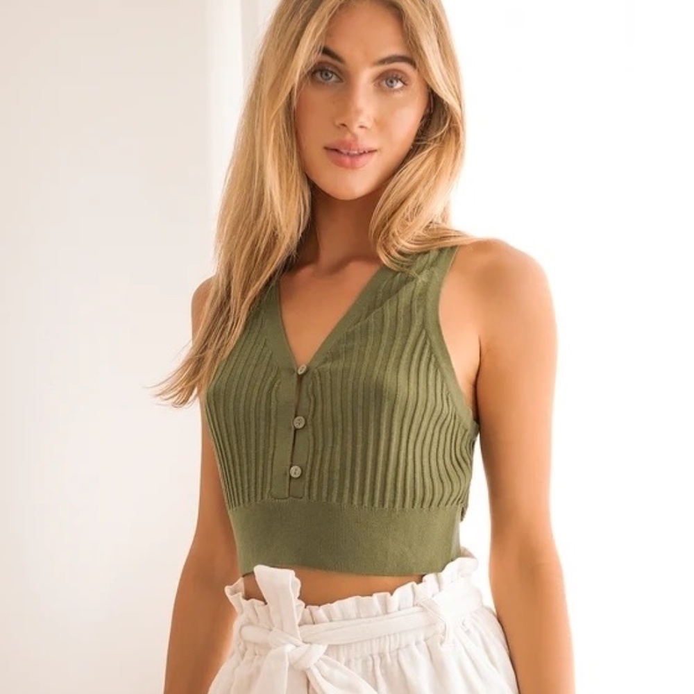 Free People Seascape Sweater Vest tank green Size M - Picture 3 of 11
